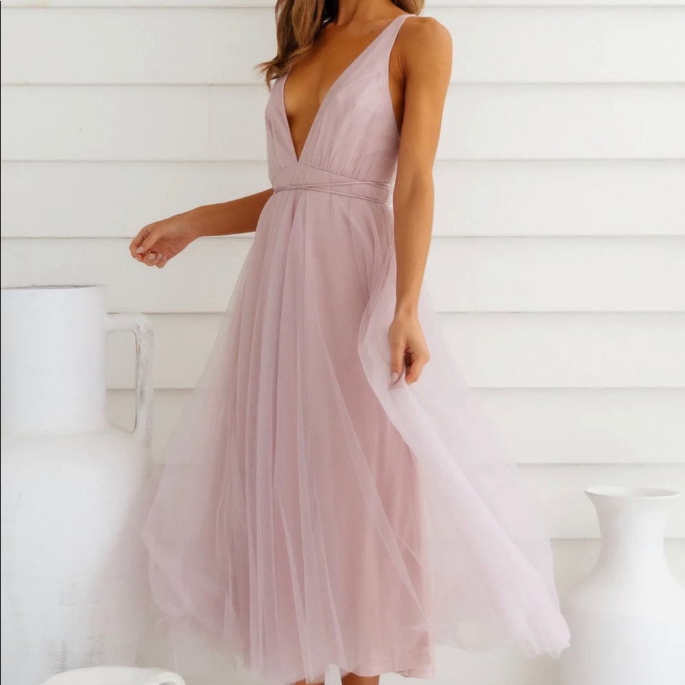 Hello Molly Lilac Tulle Midi Length Dress